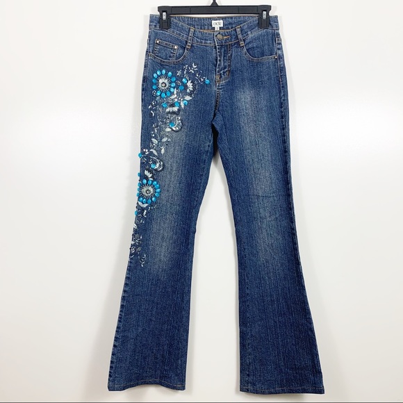 Cache Denim - Cache Embellished Bootcut Jeans Blue Beads Sequins
